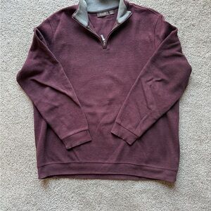 Tasso Elba Men's Burgundy and Gray 1/4 Zip Sweater